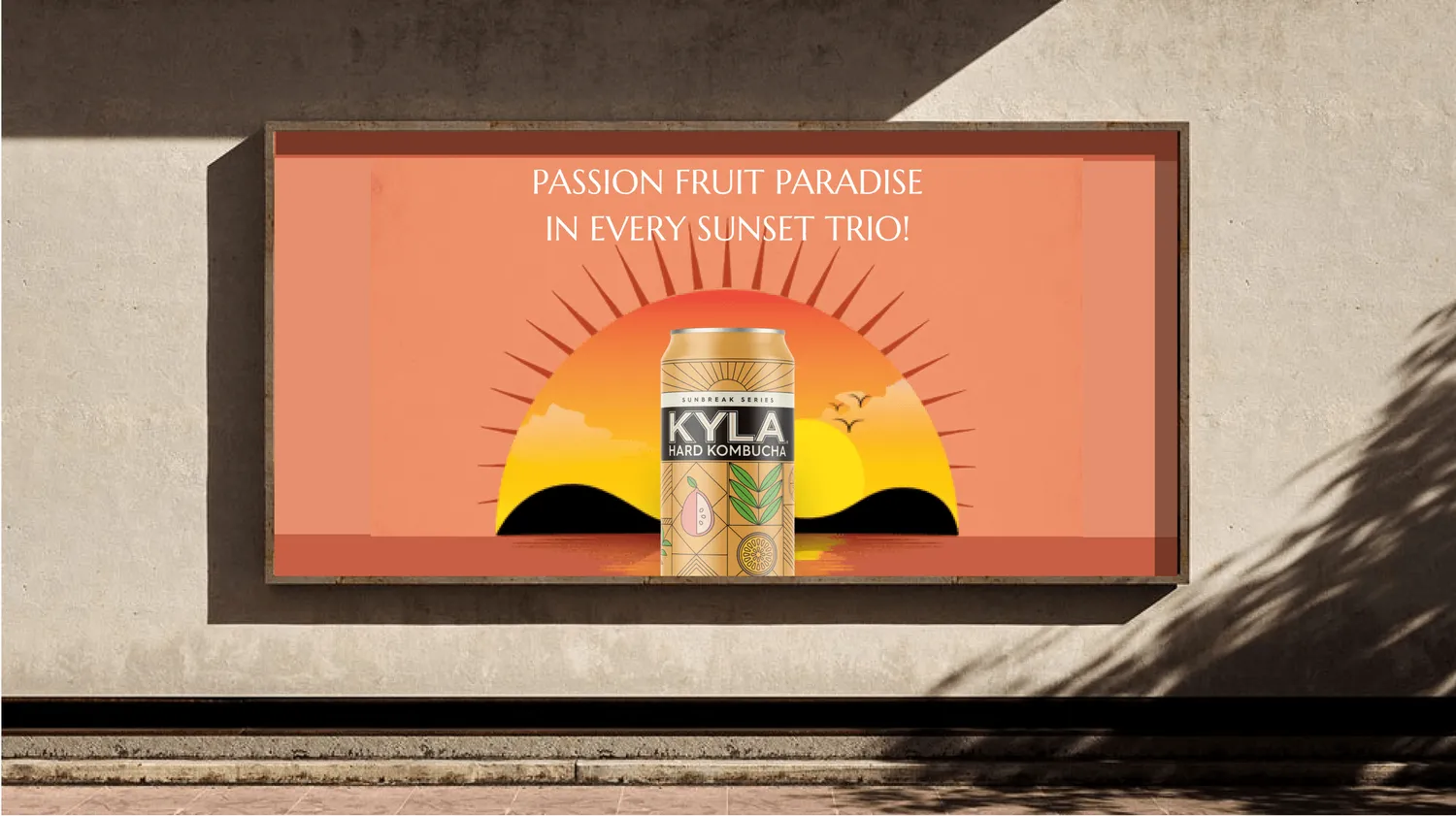 KYLA Sunset Trio flavour billboard design.